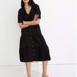 Madewell Lightspun Button-Front Tiered Midi Dress
